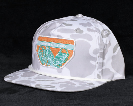 CFB Rope Trucker Hat, White/Gray Camo with Underwood Grand Slam Salt Logo