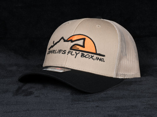 CFB Trucker Hat, Tan/Black with Raised Logo