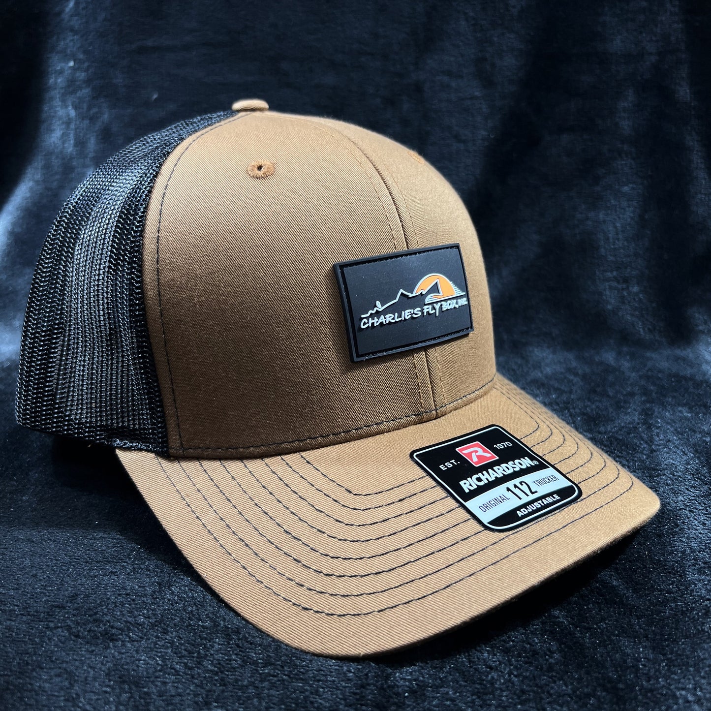 CFB Mesh Trucker Hat, Rubber Patch, Caramel/Black
