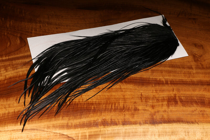 Hareline Black Saddle, Dyed over White